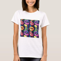 Colourful Pop Art Lips T-Shirt – Bold & Artistic W