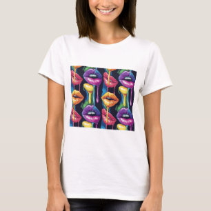 Colourful Pop Art Lips T-Shirt – Bold & Artistic W