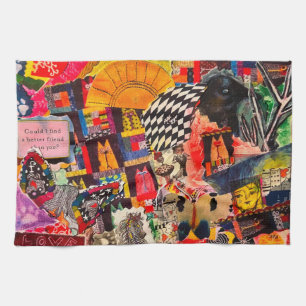 Colourful Pop Art Mixed-Media Collage Kitchen Towe Towel