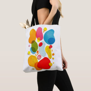 Colourful Pop Art Organic Shapes Mixed Media Tote Bag