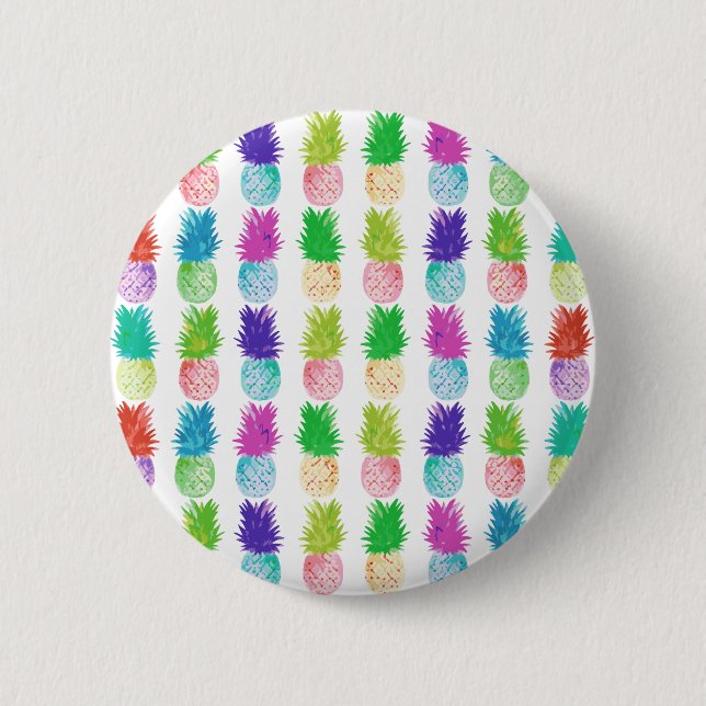 Colourful pop art painting pineapple pattern 2 inch round button (Front)