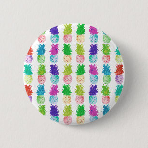 Colourful pop art painting pineapple pattern 2 inch round button