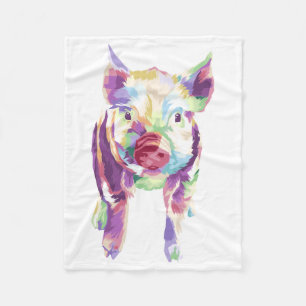 Colourful Pop Art Pig Fleece Blanket