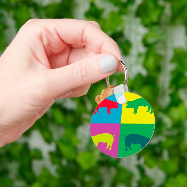 Colourful Pop Art Pig Keychain (Creator Uploaded)