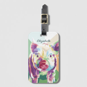Colourful Pop Art Pig Personalized Luggage Tag