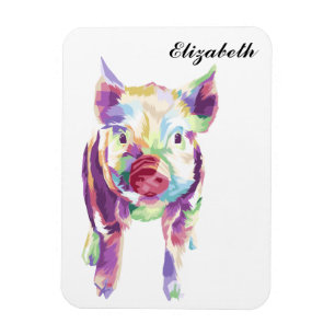 Colourful Pop Art Pig Personalized Magnet
