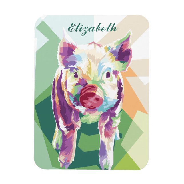 Colourful Pop Art Pig Personalized Magnet (Vertical)