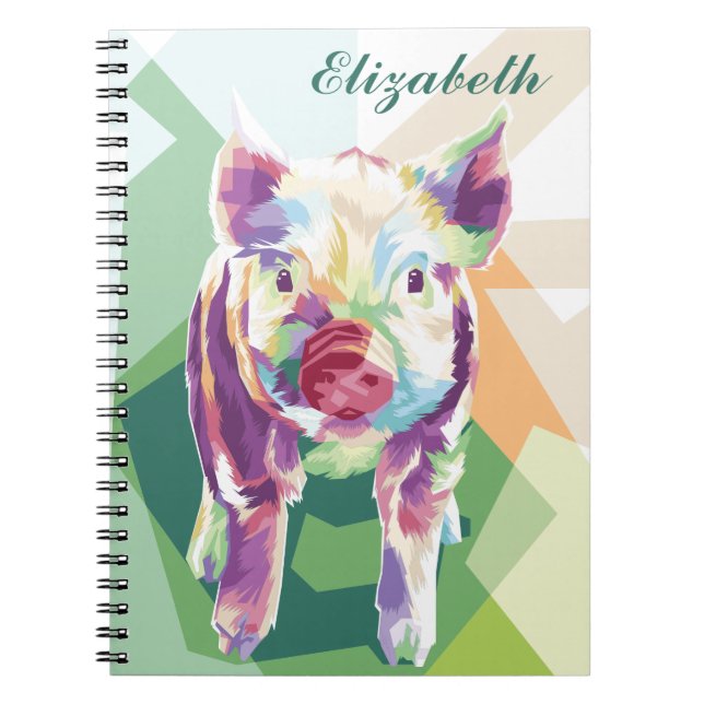 Colourful Pop Art Pig Personalized Notebook (Front)