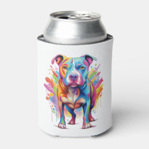 Colourful Pop Art Pitbull Portrait Dog Lover Pullo Can Cooler