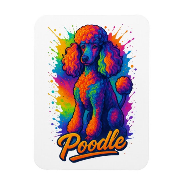 Colourful Pop Art Poodle Dog Illustration – Vibran Magnet (Vertical)