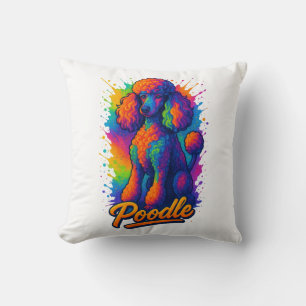 Colourful Pop Art Poodle Dog Illustration – Vibran Throw Pillow