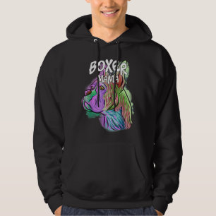 Colourful Pop Art Portrait Boxer Dog Mom Mama Moth Hoodie