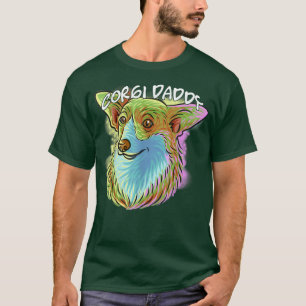 Colourful Pop Art Portrait Corgi Dog Dad Fathers D T-Shirt