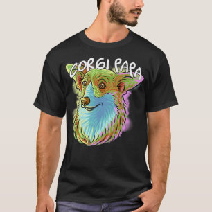 Colourful Pop Art Portrait Corgi Dog Dad Fathers D T-Shirt