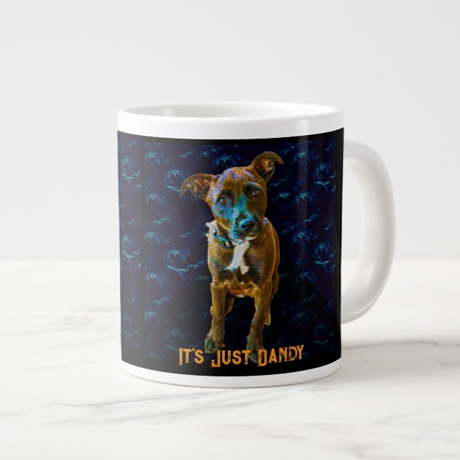 Colourful Pop Art Portrait — "It's Just Dandy" Large Coffee Mug (Front Right)