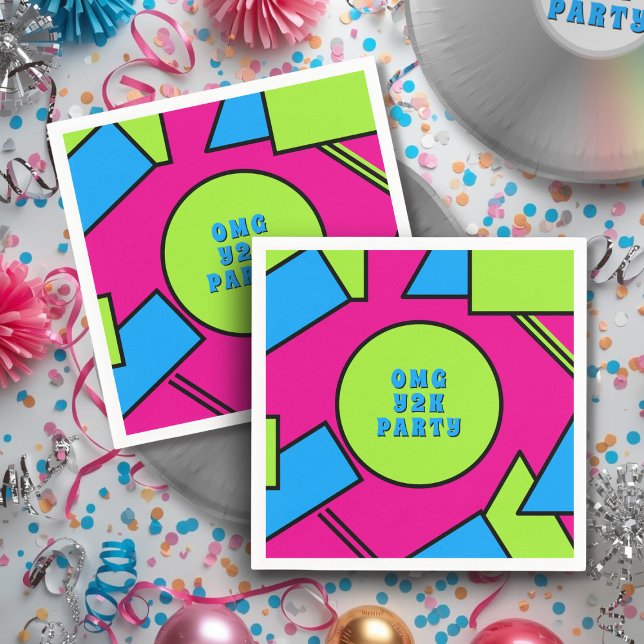 Colourful Pop Art Retro Y2K Party Napkins (Fun and colorful retro pop art napkins for your y2k parties)