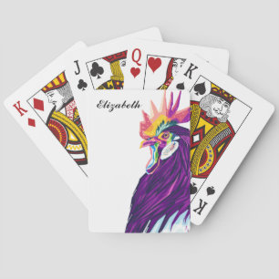 Colourful Pop Art Rooster Personalized Playing Car Cards