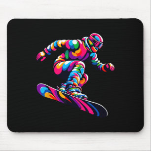 Colourful Pop Art Snowboarding Snowboard Snowboard Mouse Pad
