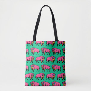 Colourful Pop-Art Southwestern Buffalo/Bison Tote Bag