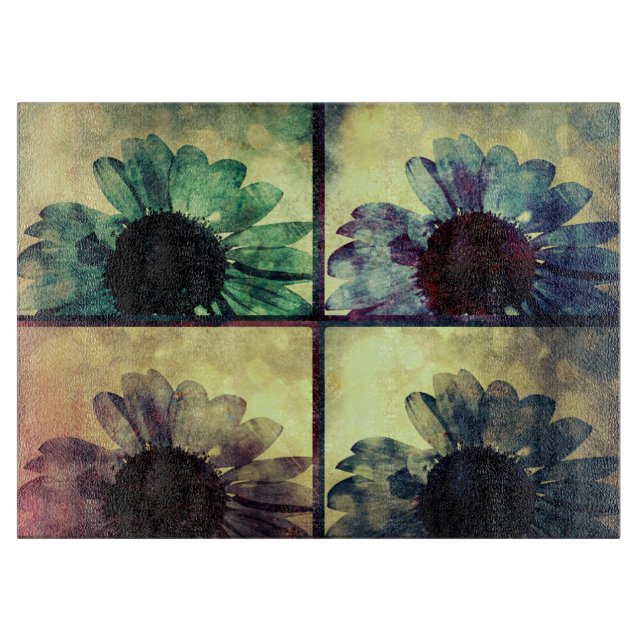Colourful Pop Art Sunflowers Cutting Board (Front)