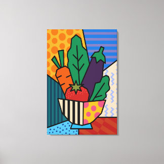 Colourful Pop Art Vegetable Canvas | Retro Kitchen Print