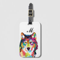 Colourful Pop Art Wolf Monogrammed