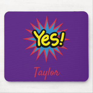 Colourful Pop art yes Mouse Pad
