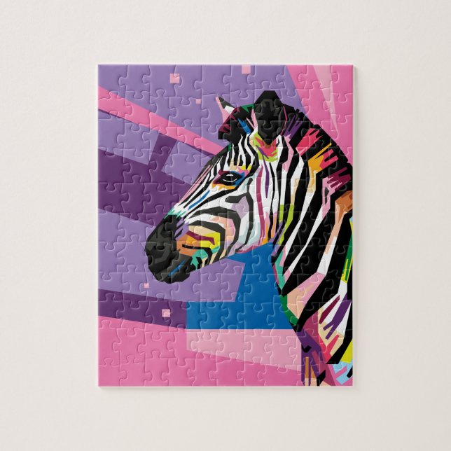 Colourful Pop Art Zebra Portrait Jigsaw Puzzle (Vertical)