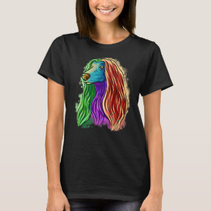 Colourful Pop Portrait Afghan Hound Dog Mom Mother T-Shirt