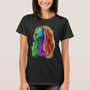 Colourful Pop Portrait Afghan Hound Dog Mom Mother T-Shirt