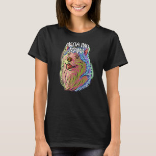 Colourful Pop Portrait Akita Inu Dog Mom Mother's T-Shirt