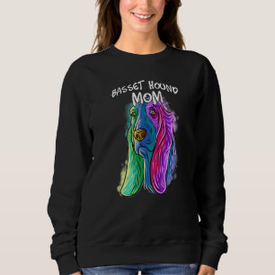 Colourful Pop Portrait Basset Hound Dog Mom Mother Sweatshirt