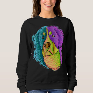 Colourful Pop Portrait Bernese Mountain Dog Mom Mo Sweatshirt