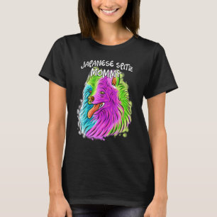 Colourful Pop Portrait Japanese Spitz Dog Mom Momm T-Shirt