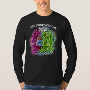 Colourful Pop Portrait Newfoundland Dog Mom Mother T-Shirt