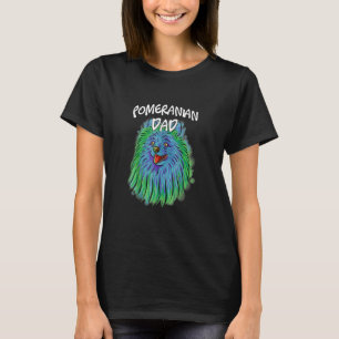 Colourful Pop Portrait Pomeranian Dog Dad Father's T-Shirt