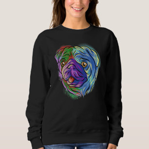 Colourful Pop Portrait Pug Dog Mom Mother's Day Da Sweatshirt