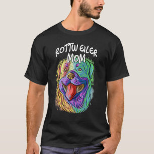 Colourful Pop Portrait Rottweiler Dog Mom Mother's T-Shirt