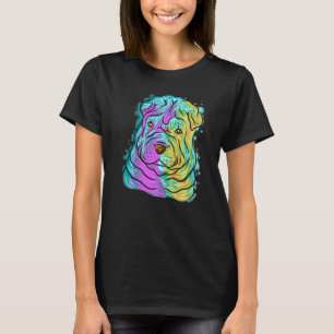 Colourful Pop Portrait Shar Pei Dog Mom Mother's D T-Shirt