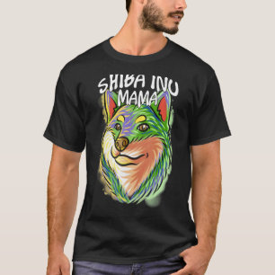 Colourful Pop Portrait Shiba Inu Dog Mom Mother's  T-Shirt