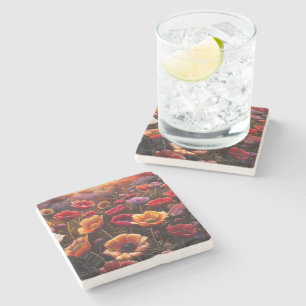 Colourful Poppies Stone Coaster