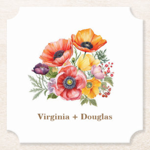Colourful Poppies Wedding Coasters