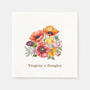 Colourful Poppies Wedding Napkins