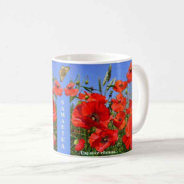 Colourful Poppy Field Personalized Coffee Mug (Front Right)