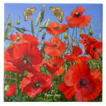 Colourful Poppy Field Tile<br><div class="desc">A field of gorgeous red poppies, such a beautiful gift box for someone special, or why not treat yourself!</div>