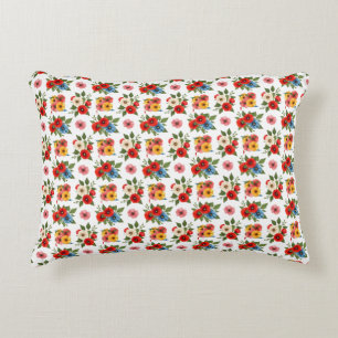 Colourful Poppy Flower Floral Pattern Accent Pillo Pillow