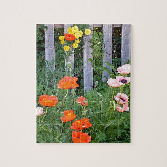 Colourful poppy flower garden jigsaw puzzle (Vertical)