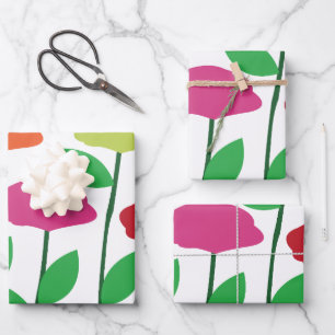 Colourful Poppy Flowers Baby Shower Birthday Wrapping Paper Sheet