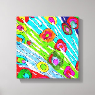 Colourful Poppy Flowers Wrapped Canvas - 10" x 10"