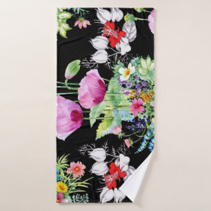 Colourful Poppy Summer Flowers Pattern Bath Towel